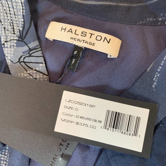 Halston V Neck Flutter Printed Dress NWT - Picture 6 of 10